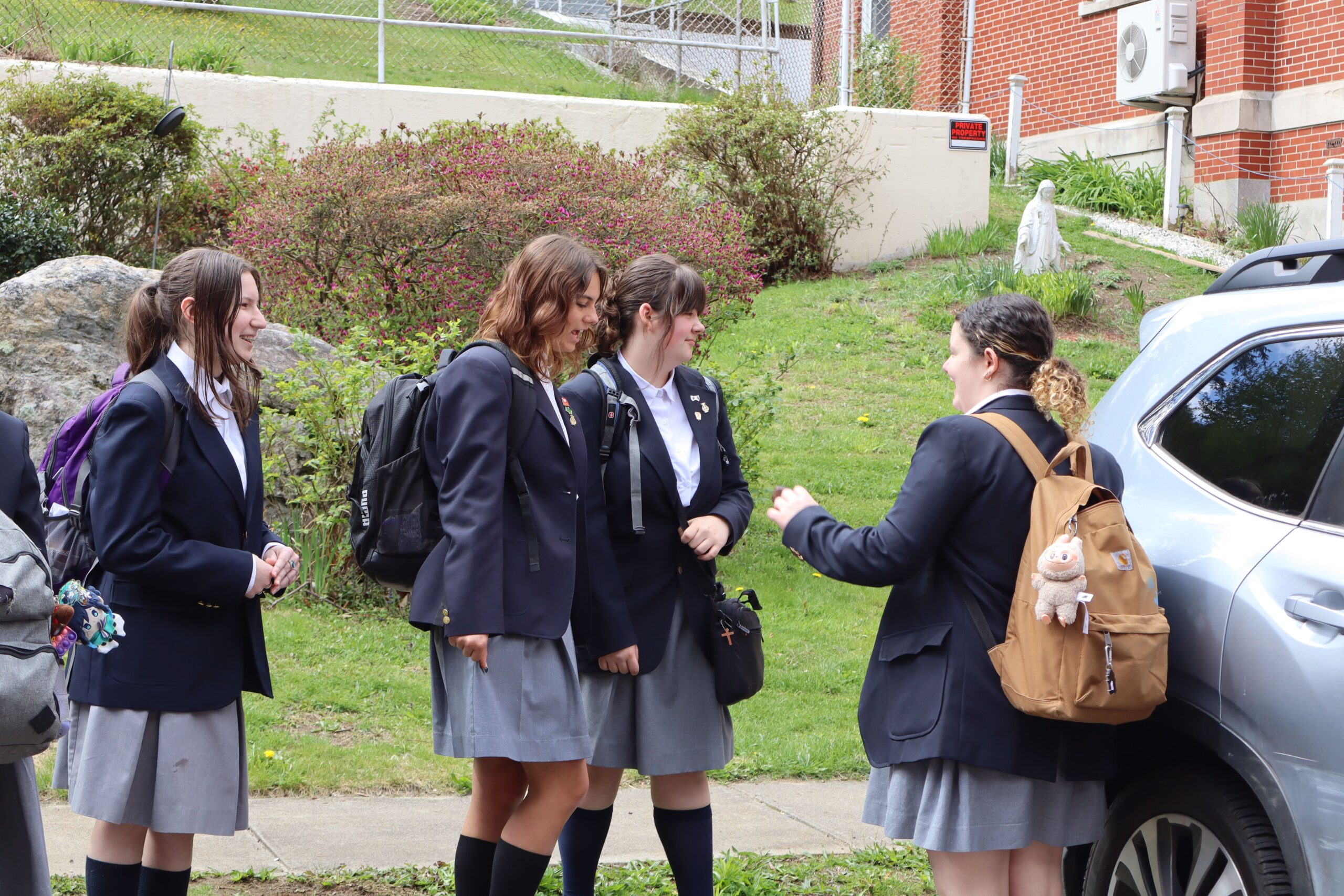 Students talking outside