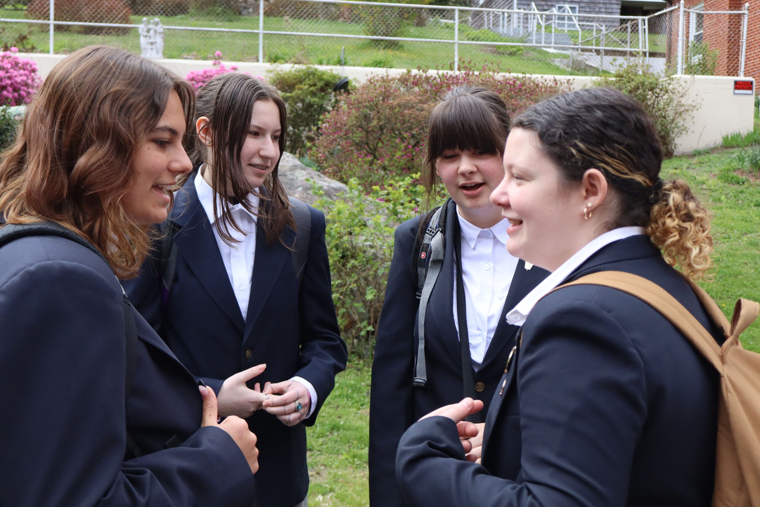 Students talking outside